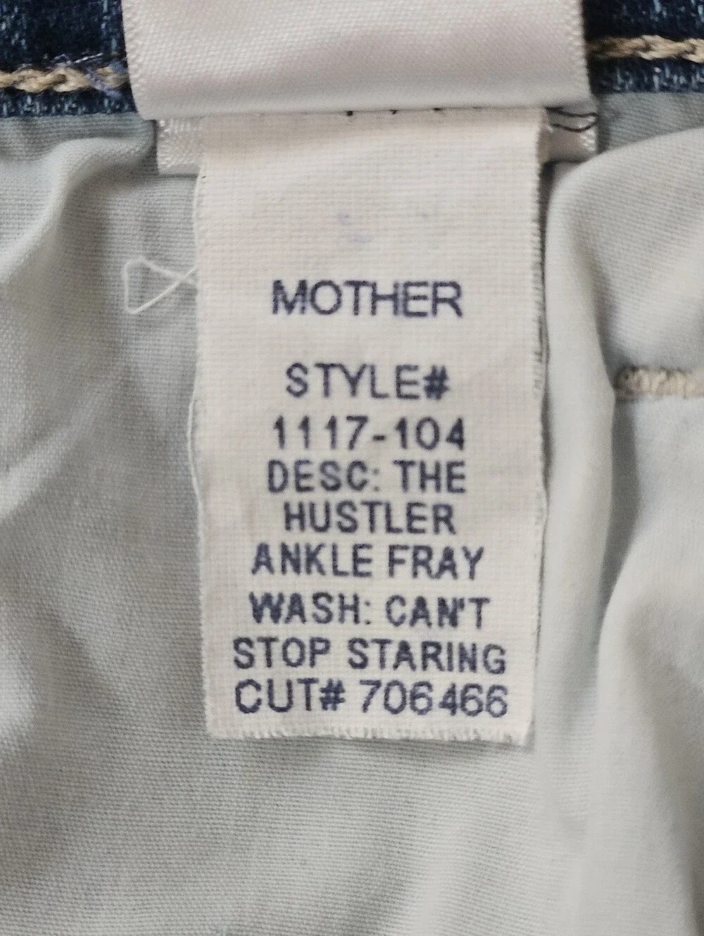 Mother The Hustler Ankle Fray Can't Stop Staring Wash SZ 24 Distressed